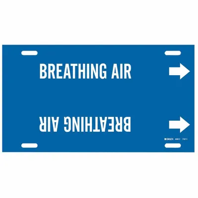 BRADY Pipe Marker: Breathing Air, Blue, White, Fits 6 to 7 7/8 in Pipe O.D., 1 Pipe Markers - Breathing Air Snap-On Pipe Markers