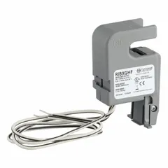 Surface-mounted relay for monitoring undercurrent conditions in electrical circuits. Features a fixed trip point of 0.50 A, switch adjustment method, and wire leads for connection. Rated for 120V AC with a 1 A current rating. Commonly used to detect load loss, pump failures, or belt breaks in industrial automation.