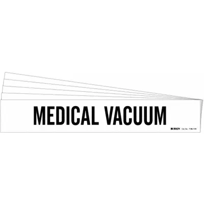 BRADY Pipe Marker: Medical Vacuum, White, Black, Fits 8 in and Larger Pipe O.D. - Medical Vacuum Adhesive Pipe Markers