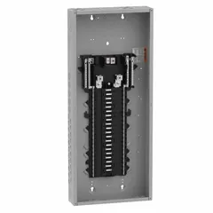 This 200A main lug load center is designed for indoor use in 120/240V AC, single-phase systems. It features 40 spaces with support for up to 20 tandem breakers and a 65kA short-circuit current rating. The plug-on neutral design simplifies installation, and the enclosure cover is ordered separately.