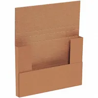 Single-wall corrugated cardboard mailer with Easy-Fold closure. Inside dimensions: 9-5/8" length, 3-1/2" height. ECT-32-B board test. Kraft color. Sold in pack of 50. Suitable for shipping literature, documents, and lightweight items