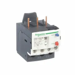 IEC thermal overload relay for motor protection, rated 23 A to 32 A with 3 poles. Features 1NO/1NC auxiliary contacts, phase loss sensitivity, and integrated bimetallic elements. Screw clamp terminals, maximum voltage 690V AC. Compatible with TeSys Deca contactors (25 to 38 Amp models).