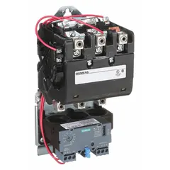 Non-reversing magnetic motor starter for three-phase AC motors. NEMA Size 3-1/2 rated 115 A with 208V AC coil. Includes electronic overload protection, pilot light, one normally open auxiliary contact, and screw terminals. Suitable for starting and stopping motors in applications such as conveyors, pumps, fans, and compressors.