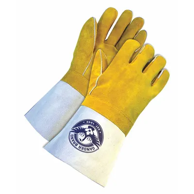 BDG Welding Gloves: Straight Thumb, Gauntlet Cuff, Premium, BDG Gander Brand 64-1-888KV - Stick Welding Gloves with Cowhide Leather Palm