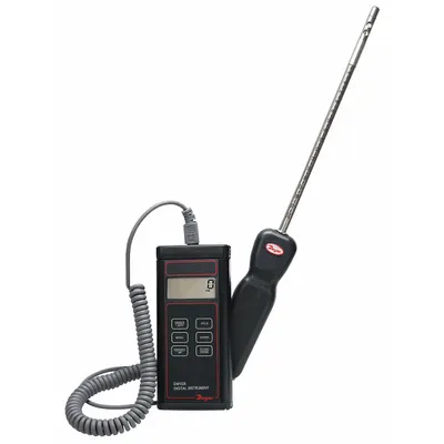 Dwyer Anemometer: Hot Wire, Air Velocity/Temp, Under 100 fpm, 471B-1, LCD - Hot Wire Air Velocity Meters