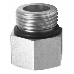 This 316 stainless steel extreme pressure threaded pipe fitting is a straight connector with a 1-inch male NPT thread on one end and a 1-inch female NPT thread on the other. It is used in high-pressure fluid systems to join pipes or connect components, providing a corrosion-resistant and leak-tight connection.
