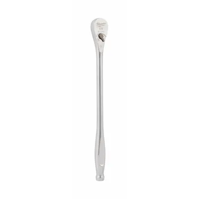 MILWAUKEE Hand Ratchet: Pear, Reversible, 12 in Overall Lg, Chrome, 4° Min Arc Swing - Standard-Head Ratchets