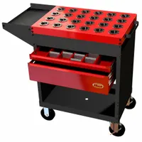 HUOT Tool Holder Cart: For BT40/CAT40/NMTB40 Taper, 24 Compartments (MPN 13640)