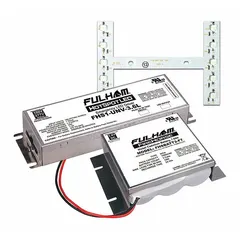 Emergency driver with LED array retrofit for backup power during mains failure. Operates on 120/277V AC input, delivers 1250 lumens at 3.5 A output current. Uses a Nickel Cadmium battery. Suitable for commercial and industrial emergency lighting applications.
