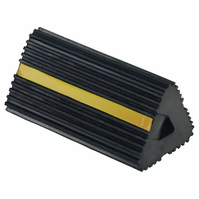 VESTIL Wheel Chock: Rubber, 6 1/2 in Overall Lg, 12 in Overall Wd, 5 3/4 in Overall Ht - Secure-Grip Rubber Wheel Chocks