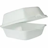 DART Disposable Carry-Out Food Container: White, Hinged Lid Container Container, Foam, 500 PK (MPN 60HT1)