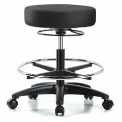 Vinyl Lab Stool with Fiberglass Base, 20 1/2" to 28" Height, 17" Seat, 5 Glides