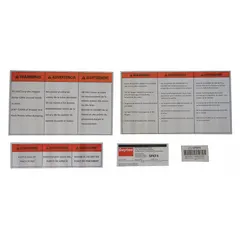 Replacement label kit for Dayton 5PKF4 material handling units. Restores worn or missing identification and safety markings. Designed to fit Dayton brand equipment.