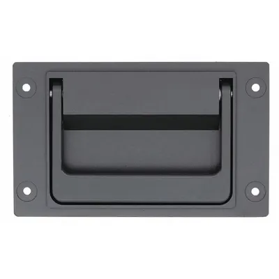 SUGATSUNE Recessed Folding Pull Handle: Unthreaded Holes, Zinc, Gray, Bridge