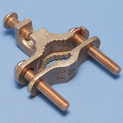 NVENT ERICO Grounding Connector: Bronze, 8 AWG SOL to 2 AWG STR Grounding Wire Size - Pipe Ground Clamps
