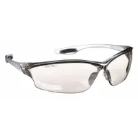 CONDOR Safety Glasses: Gray Lens, Frameless, Scratch-Resistant, Clear Frame, LW2 Series