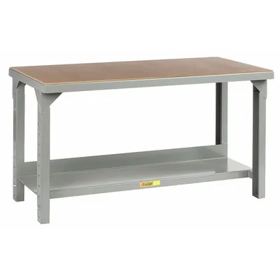 LITTLE GIANT Workbench: Adj Ht, Hardboard Over Steel, 48 in x 24 in - Workbenches with Lower Shelves