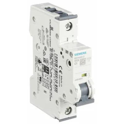 Siemens Supplementary Protector: 1 A Amps, 72V DC, 10kA at 230/400V AC, Screw Clamp - C-Curve, 1-Pole UL1077 DIN Rail-Mount Supplementary Protectors
