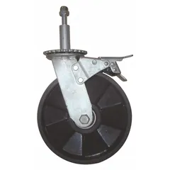 Brake swivel wheel accessory for drum trucks. Overall height 13 in, width 3 3/4 in, overall length 8 1/2 in. Black finish. Provides maneuverability and locking control for material handling applications.