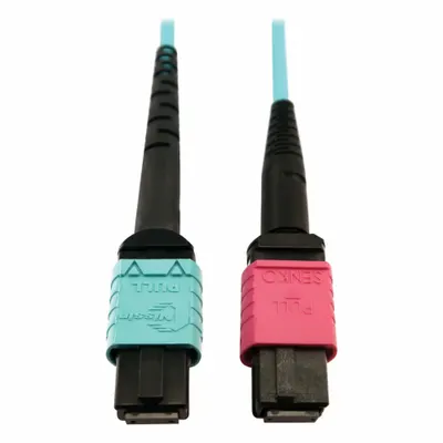 EATON TRIPP LITE Fiber Cable: (1) 24F MPO/PC Female (Aqua) x (1) 16F MPO/PC Female (Magenta) - MPO OM3 Fiber Optic Patch Cords