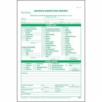 This 3-ply snap-out form is a Driver Vehicle Inspection Report that includes carbon paper. It meets 49 CFR Section 396.11 standards for documenting pre-trip and post-trip inspections of commercial motor vehicles. The form is in English and supports compliance documentation for fleet operations