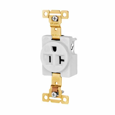 BRYANT Receptacle: Single, 5-20, White, 125V AC, 20 A, 2 Pole / 3 Wire (MPN 5361W) - General Purpose Receptacles