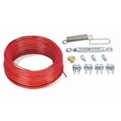 Replacement cable kit for XY2C series emergency stop cable pull switches. Includes galvanized cable for restoring or maintaining safety functionality in industrial pull-cord emergency stop applications.