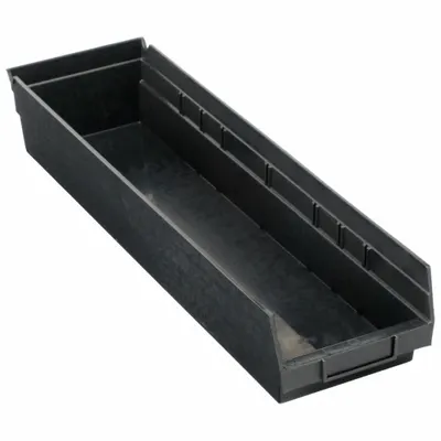 QUANTUM STORAGE SYSTEMS Shelf Bin: 23 5/8 in Overall Lg, 6 5/8 in x 4 in, Black - ESD Static-Control Plastic Shelf Bins
