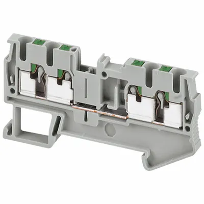 SCHNEIDER Terminal Block: DIN Rail Mounting Type, Push-In Wire Termination, 4 Wire Terminals - Pass-Through Blocks