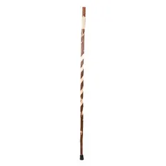 This standard single walking stick is constructed of wood with a wood handle and a rubber bottom tip. It measures 48 inches in length. Suitable for mobility support and balance assistance during daily walking or recovery.