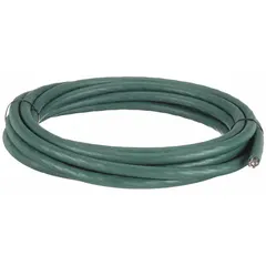 This CHAINFLEX CF5 series control cable features 25 conductors of 14 AWG copper with a copper ground, black with white numbered insulation, and a PVC jacket. Rated 600 V, it is oil and grease resistant and meets CE standards. Minimum bend radius factors: 4 x OD fixed, 5 x OD flexible, 6.8 x OD for e-chain applications. Suitable for continuous flexing in cable carriers and automated machinery.