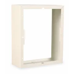 Surface-mount frame for electric wall and ceiling heaters. Outside dimensions 24 in x 24 in with a 1/8 in frame extension. Includes two side frames, two end frames, and eight screws. White finish.