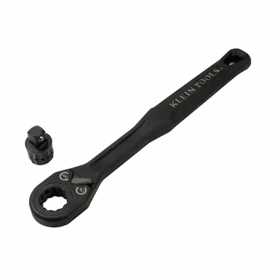 KLEIN TOOLS Hand Ratchet Set: Round, Reversible, 8 1/4 in Overall Lg, 4° Min Arc Swing - Standard-Head Ratchets