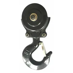 Replacement bottom hook assembly for Dayton series lever chain hoists. Includes a safety latch. Compatible with hoists rated for 6,000 lb load capacity. Used in material handling, maintenance, and rigging applications for lifting and positioning loads.