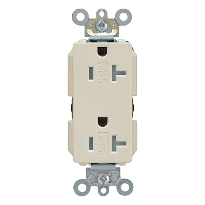 LEVITON Receptacle: Decorator Duplex, 5-20, Ivory, 125V AC, 20 A, 2 Pole / 3 Wire (MPN 16342-I) - General Purpose Receptacles