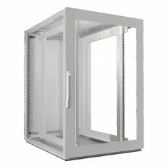 Carbon steel enclosure frame for housing 24 rack units of IT or telecom equipment. NEMA 12 rating provides protection against dust, dirt, and dripping non-corrosive liquids in indoor industrial environments. Dimensions: 47 1/4 in width x 31 1/2 in depth x 39 3/8 in height.