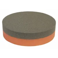 This handheld India dual-grit oilstone is made of aluminum oxide with coarse and fine grits, allowing for initial edge shaping and final finishing. It is used for sharpening and honing cutting tools such as knives, chisels, and plane blades. Dimensions: 4 in length, 1 in width, 1 in height