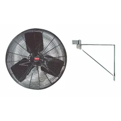 This Dayton fan is designed for ceiling or wall mounting via bracket, providing air circulation in industrial spaces such as warehouses, factories, and workshops. It features a 24-inch blade diameter, 120V AC, 1/4 hp motor, and two-speed non-oscillating operation.