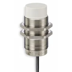 Inductive cylindrical proximity sensor with built-in connector, unshielded, NPN output. Operates on 12-24V DC supply voltage. Suitable for non-contact detection of metallic objects in industrial automation applications such as position sensing, part detection, and conveyor monitoring.