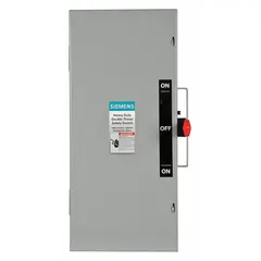 Non-fusible safety switch rated for 100 A, single-phase, 240V AC circuits. Galvanized steel enclosure suitable for indoor use. Provides a means to safely disconnect power for maintenance or emergency shutdown in branch circuit applications.
