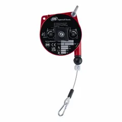 Aluminum-bodied tool balancer with fixed cable length of 5.2 ft and maximum tool weight capacity of 6.6 lb. Designed to suspend and counterbalance handheld tools in assembly, manufacturing, and maintenance tasks, reducing operator fatigue. Non-locking type with no safety cable.