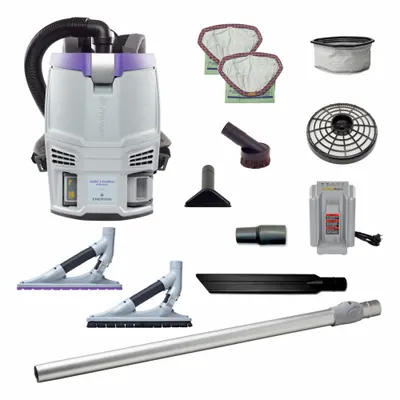 PROTEAM Backpack Vacuum: 65 cfm Air Flow, 12.8 lb Wt, 63 dB Sound Level - Cordless Backpack Vacuums