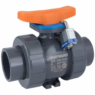 HAYWARD FLOW CONTROL 2 in CPVC Straight Three-Piece Ball Valve - CPVC Ball Valves
