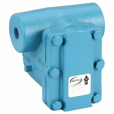 MEPCO Steam Trap: Cast Iron, 1/2 in FNPT, 1,129 lb/hr, 15 psi Max., 450°F Max. - Cast Iron In-line Float & Thermostatic Steam Traps