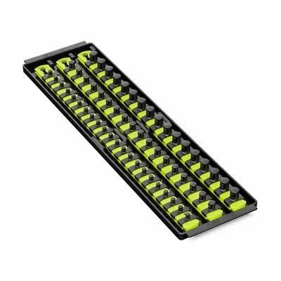 ERNST MANUFACTURING Socket Organizer: Yellow, 5 5/16 in Overall Wd, 57 Posts/Slots - Socket Rails & Trays