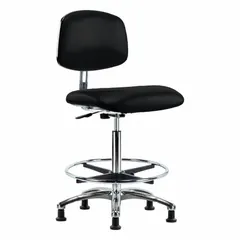 Vinyl ESD & Cleanroom Task Chair, Armless, ISO 4, ESD-Safe, 18-1/2 in Seat, 25-3/4 to 35-1/2 in Height, Aluminum Base, Foot Support