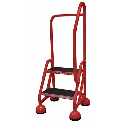 COTTERMAN Rolling Ladder: 1.5 ft Platform Ht, Partially Assembled, Steel - Steel Ultra-Stable Weight-Actuated Ladders