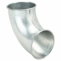 Steel 90° elbow for 7-inch duct diameter. Overall length 11 7/8 inches, centerline radius 1 inch. Used in ductwork systems to change airflow direction in ventilation, dust collection, and exhaust applications.