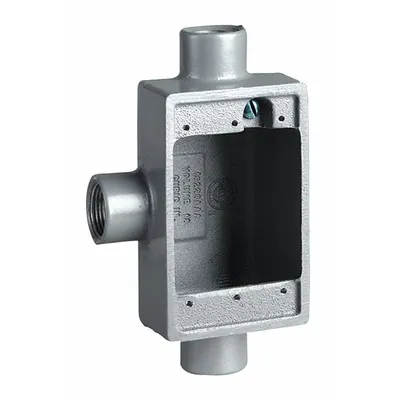 HUBBELL KILLARK Device Box: Iron, Rectangular, 1 Gangs, 1/2 in Hub Size, 18 cu in Capacity - Iron Weatherproof Electrical Boxes