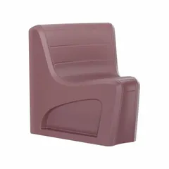 This armless lounge chair features a burgundy polyethylene seat that resists moisture and stains. It is floor-mounted for single-seat configuration and meets CAL 133 flammability and ISO 22196 antimicrobial standards. Suitable for commercial waiting areas, lobbies, and break rooms.
